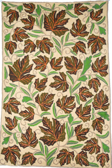 Kashmiri Ethnic Chainstitch Tapestry Crewel Wool Rug "Maple", Multicolor 2x3 ft #CWR6107