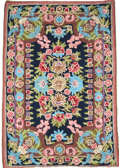 Crewel Embroidered Chainstitch Tapestry Rug, Multicolor 2x3 ft #CWR6106