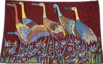Hand Embroidered Chainstitch  Tapestry Rug "Birds", Multicolor 2x3 ft #CWR6103