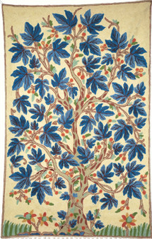 Kashmiri Ethnic Embroidered Chainstitch Tapestry Rug "Maple", Multicolor 2.5x4 ft #CWR10011