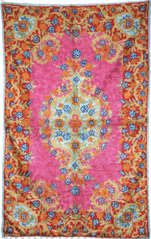 Kashmiri Chainstitch Tapestry Crewel Embroidery Rug, Multicolor 2.5x4 ft #CWR10108