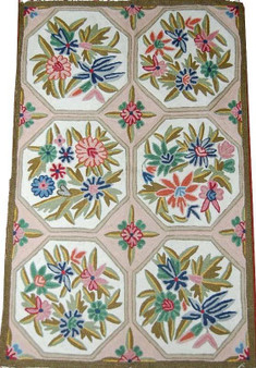 Ethnic Kashmiri "Jalakdozi" Chainstitch Tapestry Rug Wool, Multicolor 2x3 ft #CWR6109