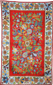 Hand Embroidery Chainstitch Tapestry Rug Silk, Multicolor 2.5x4 ft #CWR10104