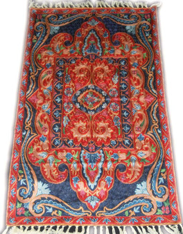 Crewel "Aari" Embroidered Chainstitch Tapestry Rug Silk, Multicolor 2.5x4 ft #CWR10103