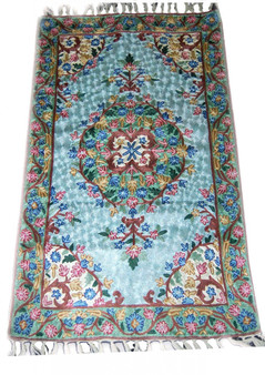 Crewel Embroidered Chainstitch Tapestry Rug Silk, Multicolor 2.5x4 ft #CWR10102