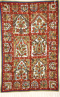 Crewel Wool Embroidered Chainstitch Tapestry Rug, Multicolor 2.5x4 ft #CWR10017