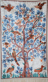 Kashmiri Ethnic Embroidered Chainstitch Tapestry Rug "Tree of Life", Multicolor 2.5x4 ft #CWR10116