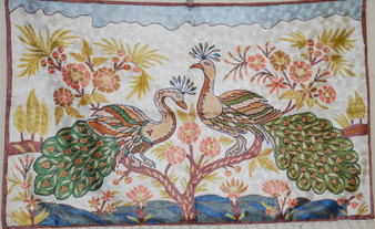 Hand Embroidery Chainstitch Tapestry Area Rug "Peacock", Multicolor 2.5x4 ft #CWR10115