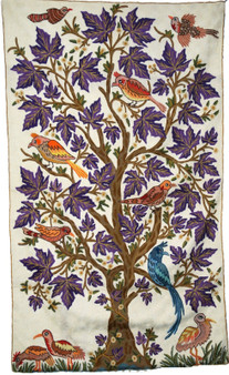 Kashmiri Hand Embroidered "Jalakdozi" Tapestry Rug "Tree of Life", Multicolor 3x5 ft #CWR15131