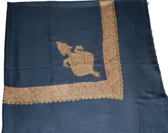 Pashmina Hand Embroidered "Sozni" Needlework Arab Scarf Shemagh Shawl Grey, Multicolor #PRM-052