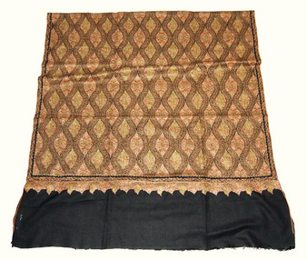 Vintage Kashmiri Pashmina "Jamawar" Shawl Black, Multicolor Embroidery #PJM003
