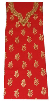 Woolen Salwar Kameez Suit Fabric Red, Multicolor Embroidery #FS-432