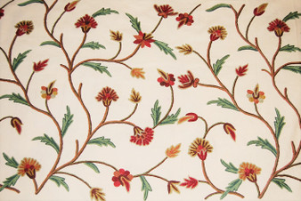 Made to Order Custom Crewel Embroidered Fabric Beige, Multicolor #3306