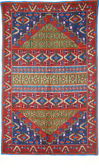 Kashmiri Crewel work Tapestry Rug "Kelim", Multicolor 3x5 ft #CWR15135