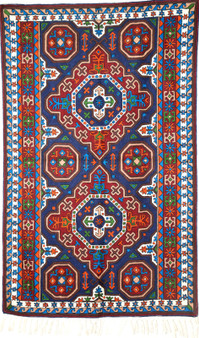 Ethnic Kashmiri Embroidered Chainstitch Tapestry Rug "Kilim", Multicolor 3x5 ft #CWR15137