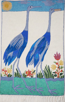 Kashmir "Jalakdozi" Chainstitch Tapestry Rug "Birds", Multicolor 2x3 ft #CWR6123