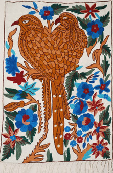 Handmade Crewel Chainstitch Tapestry Rug "Birds", Multicolor 2x3 ft #CWR6124