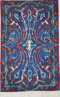 Kashmiri Crewel Chainstitch Tapestry "Floral" Rug, Multicolor 2x3 ft #CWR6125