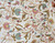 Crewel Embroidered Custom Made Fabric Off-White, Multicolor Pastels #3361