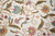 Crewel Embroidered Custom Made Fabric Off-White, Multicolor Pastels #3361