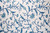 Handmade Crewel Embroidered Drapery Upholstery Fabric "Jacobean", Blue on White #TML011