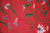 Cotton Crewel Embroidered Fabric "Jacobean" Red, Multicolor #TML302
