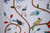 Cotton Crewel Embroidered Fabric "Birds" Grey, Multicolor #BRD302