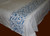 Crewel Embroidered Bed Runner Cotton Table Runner, Blue on White #CWR16311