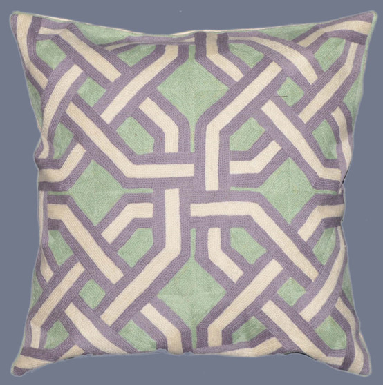 Crewel Hand Embroidered Throw Pillow Cushion Cover, Multicolor #CW-1103
