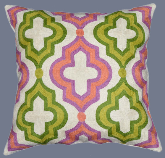 Crewel Ethnic "Aari" Embroidered Pillow Cushion Cover, Multicolor #CW-1104
