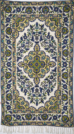 Kashmir Wool Tapestry Area Rug, Multicolor 3x5 feet #CWR15125