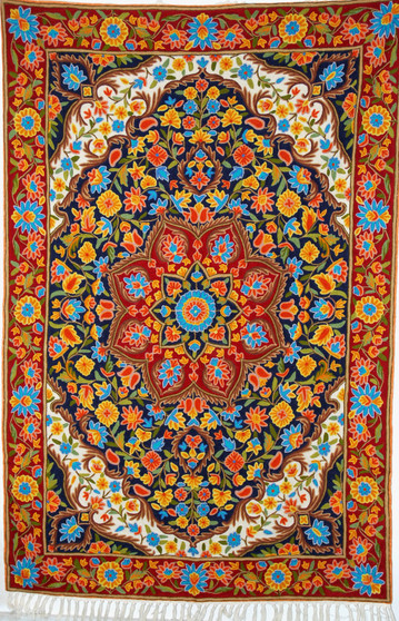 Ethnic Embroidered Chainstitch Tapestry Rug, Multicolor 6x4 ft #CWR24111