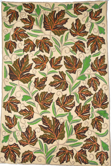 Kashmiri Ethnic Chainstitch Tapestry Crewel Wool Rug "Maple", Multicolor 2x3 ft #CWR6107