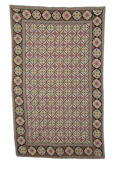 Cross Stitch Tapestry Wool Rug, Multicolor Embroidered 3x5 feet #CWR15102