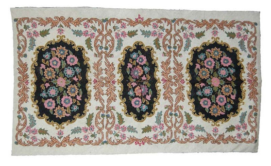 Cross Stitch Tapestry Wool Rug, Multicolor Embroidered 3x5 feet #CWR15104