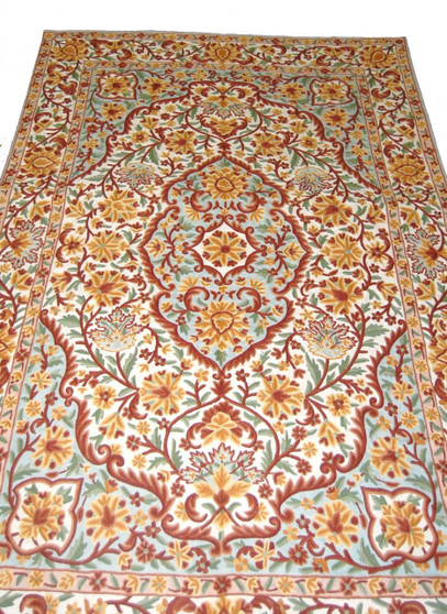 Kashmiri "Aari" Embroidered Chainstitch Tapestry Area Rug, Multicolor 6x9 ft #CWR54104