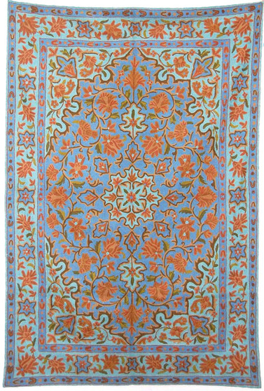 Kashmiri Chainstitch Tapestry Embroidery Rug, Multicolor 6x4 ft #CWR24104