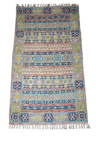 Crewel Chainstitch Tapestry Wall Hanging Rug, Multicolor 2.5x4 ft #CWR10105