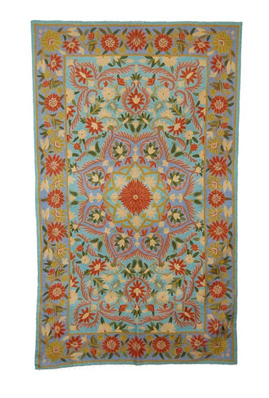 Kashmir Wool Tapestry Area Rug, Multicolor 3x5 feet #CWR15108