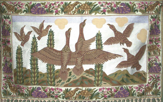 Kashmir Wool Tapestry Area Rug, Multicolor 3x5 feet #CWR15201