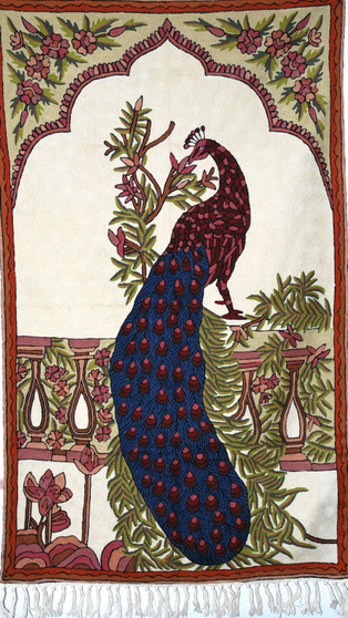 Crewel Embroidered Chainstitch Tapestry Rug Wool, Multicolor 3x5 ft #CWR15126