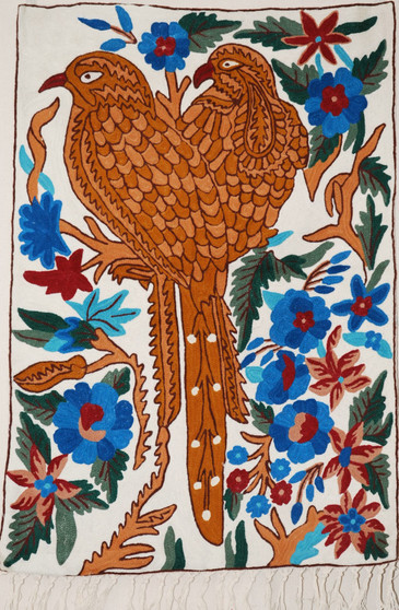 Handmade Chainstitch Tapestry Rug "Birds", Multicolor 2x3 ft #CWR6124