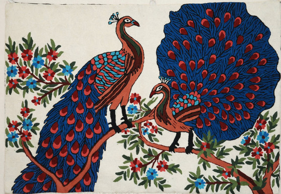 peacocks crewel wool tapestry rug
