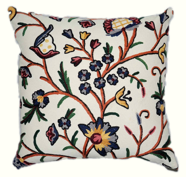 Crewel Cushions Embroidered Throw Pillows "Tree of Life", Multicolor #CW-401