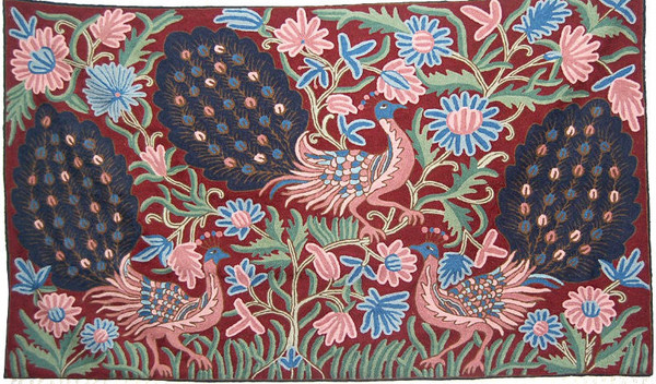 Crewel Embroidery Tapestry Rug Wall Hanging Area Rug, Multicolor 3x5 feet #CWR15101