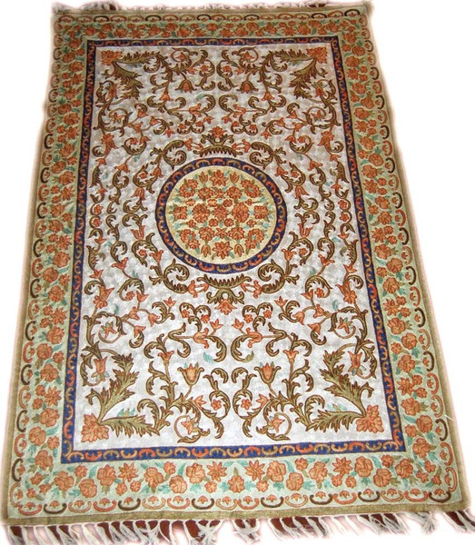 Crewel Embroidery Tapestry Rug Wall Hanging Area Rug Silk, Multicolor 6x4 ft #CWR24201