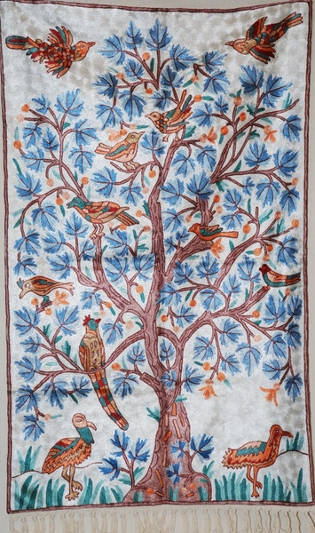 Crewel Tapestry Rug Wall Hanging Area Rug "Tree of Life", Multicolor 2.5x4 ft #CWR10116