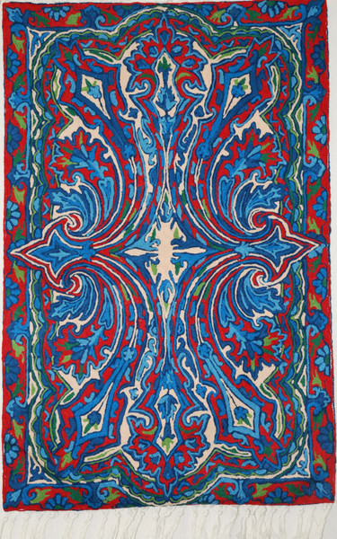 Crewel Tapestry Rug Wall Hanging Area Rug, Multicolor 2x3 ft #CWR6125