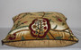 Crewel Hand Embroidered Velvet Cushion Throw Pillow Gold, Multicolor #CW526