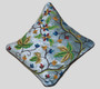 Crewel Ethnic Embroidered Velvet Cushion Throw Pillow "Maple" Teal, Multicolor #CW512